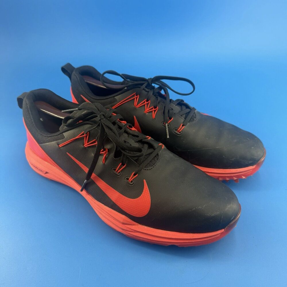 Nike Lunar Command 2 849968 Men US 10 Golf Shoes Red Black Spikes Sneakers